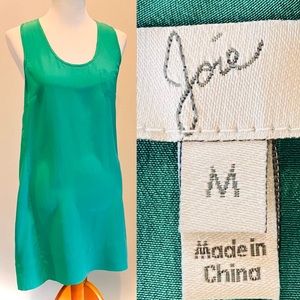 joie green casual tank dress 100% Silk size medium